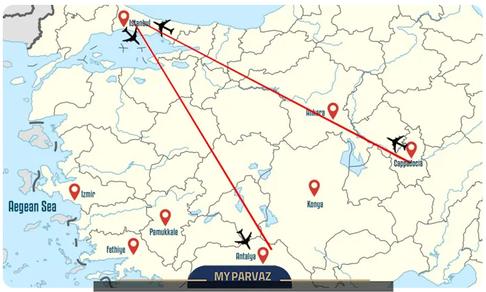 Distance between Istanbul and Antalya by plane